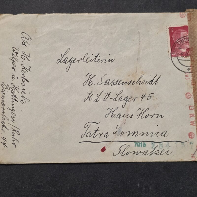 20260906_140534 Original WWII German KLV Lager 45 Swastika Eagle Censored Cover Slovakia Hitler Stamp
