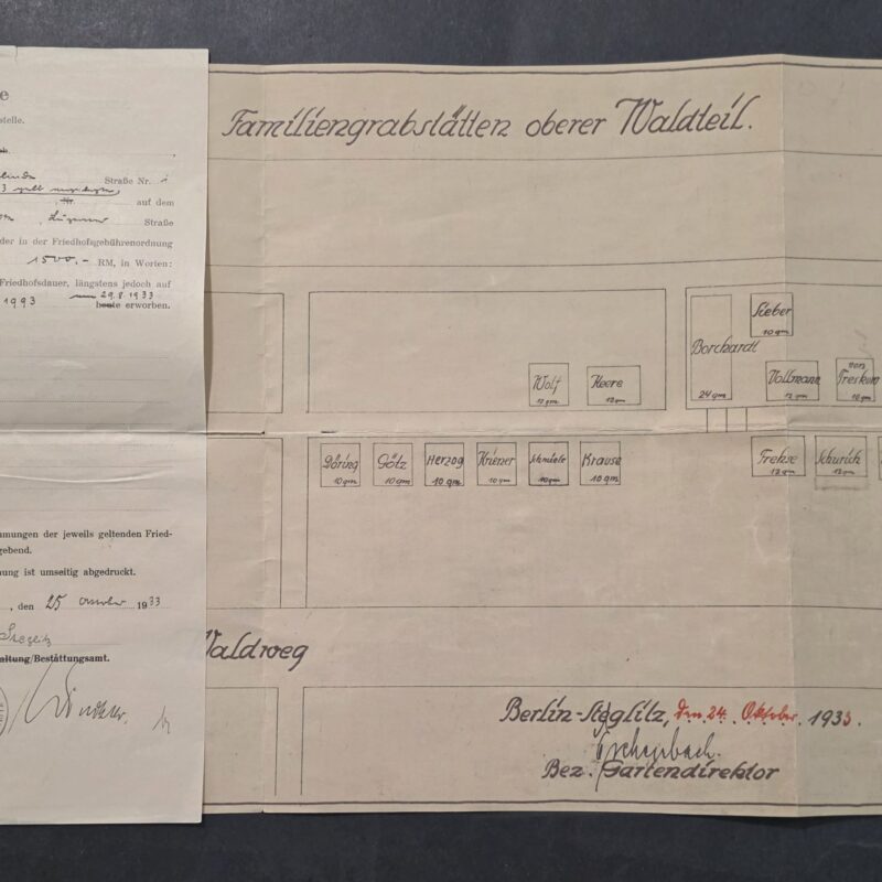 20260906_141007 Third Reich NSDAP 1933 Pre WW2 German Berlin Cemetery Pofs Family Grave Plot Map Document