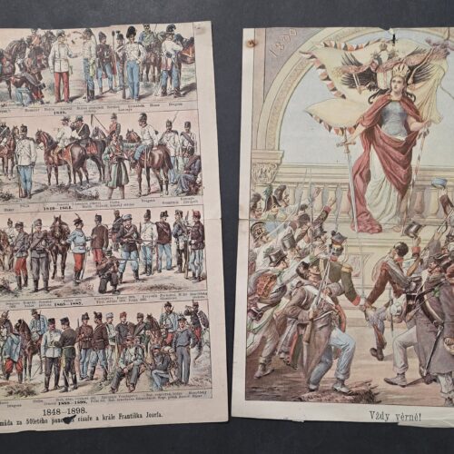 20260906_141602 Antique 1898 Austro Hungarian Army Prints Franz Joseph 50 Year Jubilee Pair