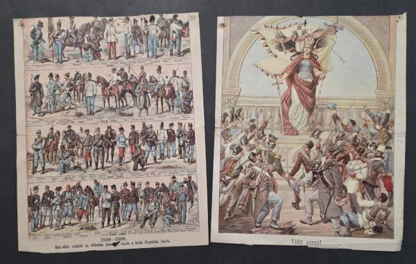 20260906_141602 Antique 1898 Austro Hungarian Army Prints Franz Joseph 50 Year Jubilee Pair