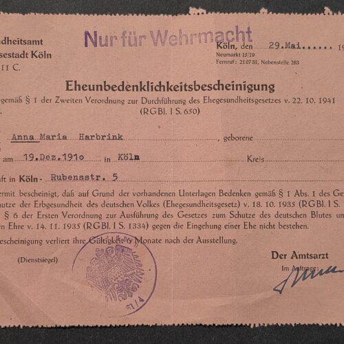 20260906_141838 Original 1942 German Wehrmacht Army Soldiers Marriage Health Certificate Köln Cover Document