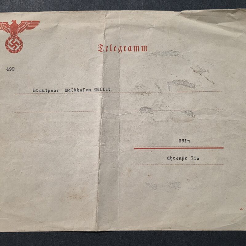 20260906_142617 WW2 Nazi German Large NSDAP Swastika Eagle Telegramm Cover Envelope