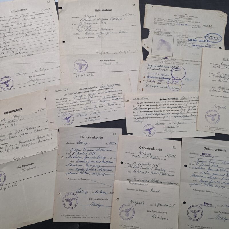 20260906_143948 Original WWII German Kriegsmarine Sailor Ferdinand Matthiesen 10 Document Grouping – Allied Discharge 1945