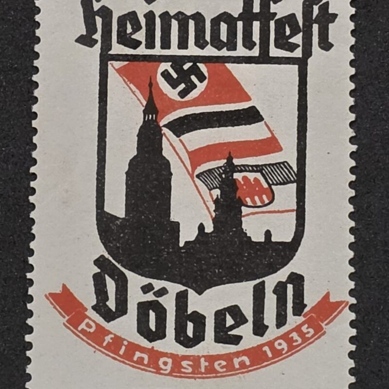 20260908_184013 Original Nazi German Third Reich 1935 Döbeln Heimatfest w Swastika Flag Advertising Stamp