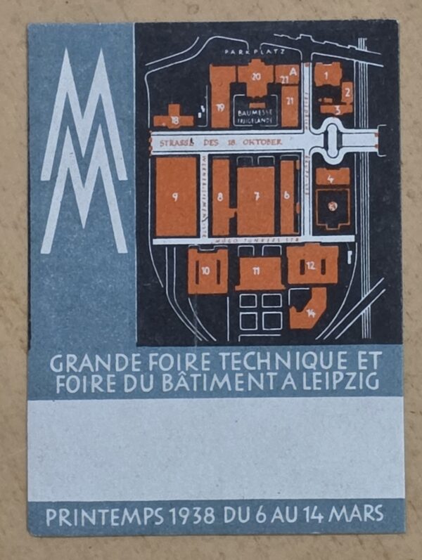 1938 Nazi German Third Reich Leipzig Technical & Building Trade Fair French Advertising Label Stamp MNH