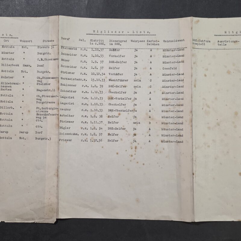 20260908_184626 Original WWII German DRK Red Cross Medics Member List Feldpost Luftwaffe Military Document
