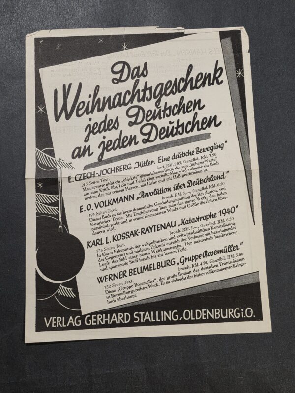 20260908_185207 WW2 Nazi German NSDAP National Socialist publishing Book advertisement Christmas Flyer