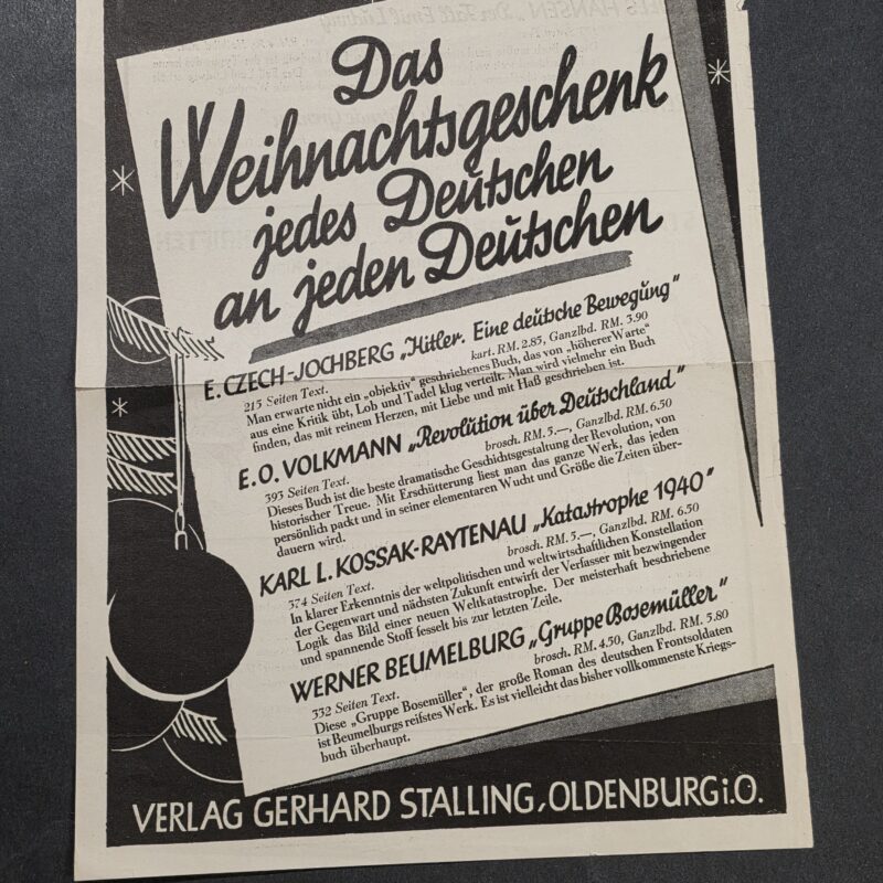20260908_185207 WW2 Nazi German NSDAP National Socialist publishing Book advertisement Christmas Flyer