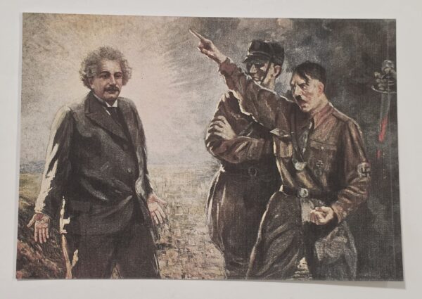 Adolf Hitler Kicks Einstein out of Germany WW2 US Made Vintage Postcard