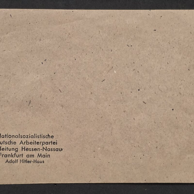 20260909_141155 Original WWII Nazi German NSDAP Gauleitung Hessen-Nassau Adolf Hitler House Official Third Reich Envelope – Frankfurt