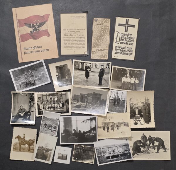 20260909_145154 Original WWII Nazi German Third Reich 22 Piece Photo & Paper Lot HJ Wehrmacht Death Cards Postcard