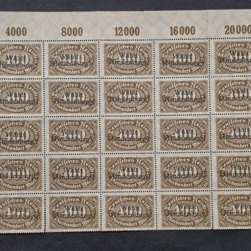 20260909_150213 Rare Weimar German Stamp Sheet “Wählt Hindenburg” Vote Hindenburg Overprint Half Sheet 25 Stamps