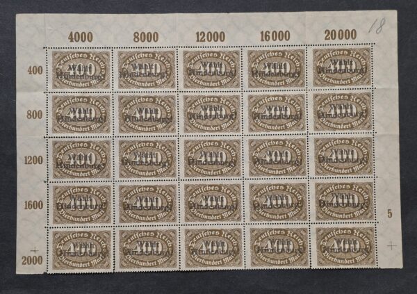20260909_150213 Rare Weimar German Stamp Sheet “Wählt Hindenburg” Vote Hindenburg Overprint Half Sheet 25 Stamps