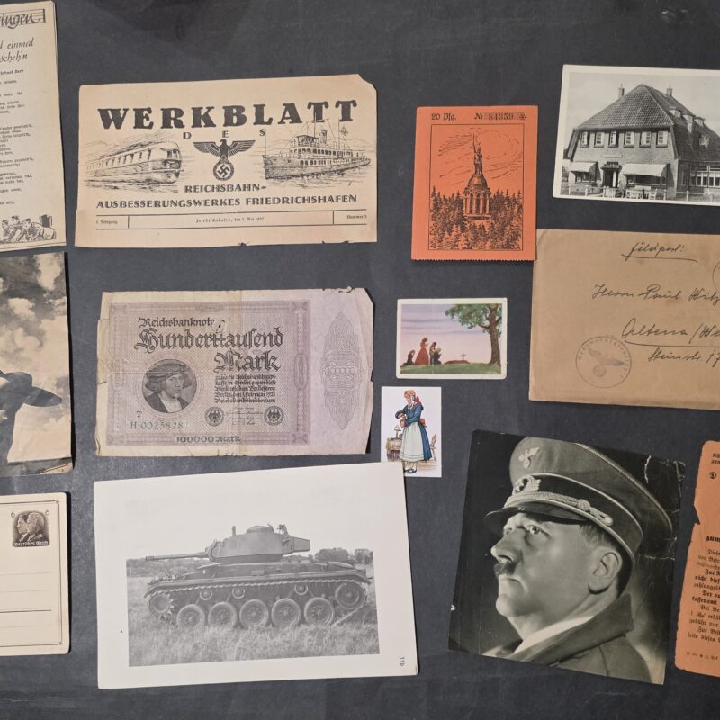 20260909_151903 WWII Nazi German Third Reich 13 Pc Paper Lot Adolf Hitler Panzer Tank Reichsbahn Postcards +++