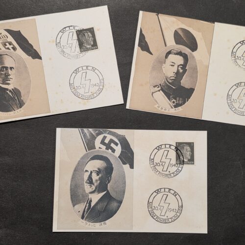 20260909_182644 WWII Nazi German Japanese Axis Leader Cards Hitler Mussolini Konoe Postcards