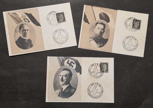 20260909_182644 WWII Nazi German Japanese Axis Leader Cards Hitler Mussolini Konoe Postcards