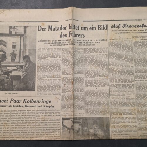 1941 WW2 Nazi German Newspaper – Hitler Spain Article, Wehrmacht Combat, Convoy & Maps