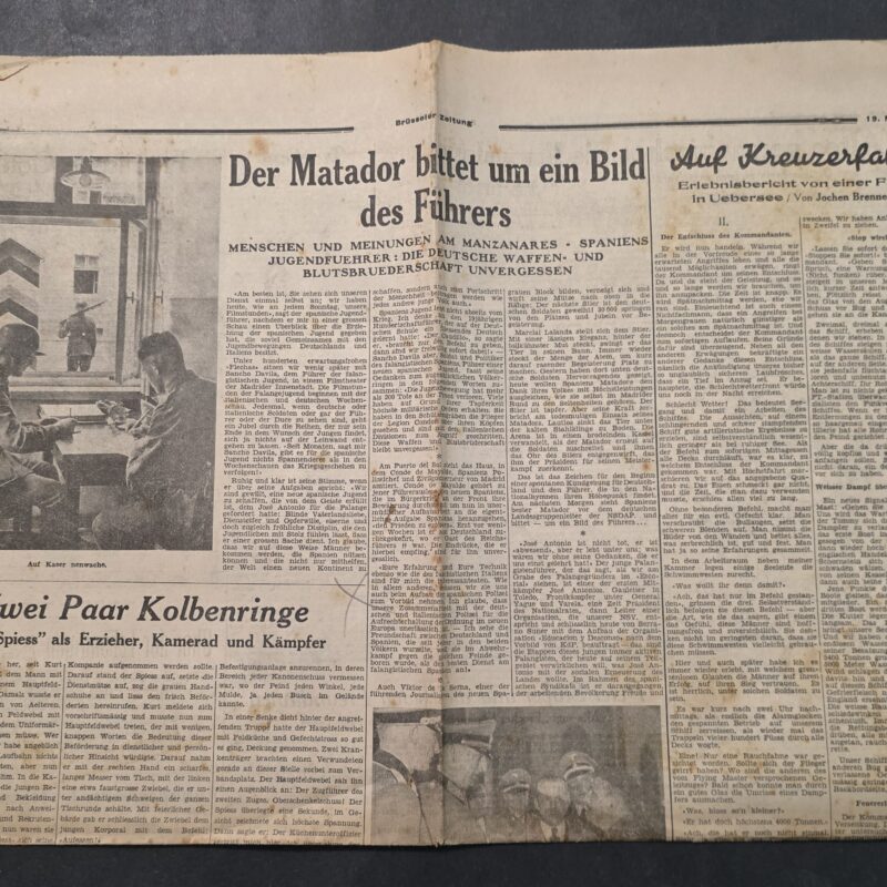 1941 WW2 Nazi German Newspaper – Hitler Spain Article, Wehrmacht Combat, Convoy & Maps