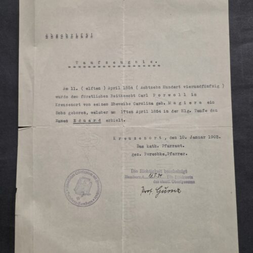 20260911_142205 1934 Nazi German Third Reich Baptism Certificate – State Girls School Eagle Swastika Stamp