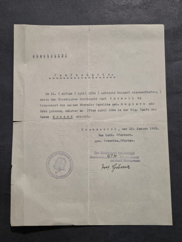 20260911_142205 1934 Nazi German Third Reich Baptism Certificate – State Girls School Eagle Swastika Stamp