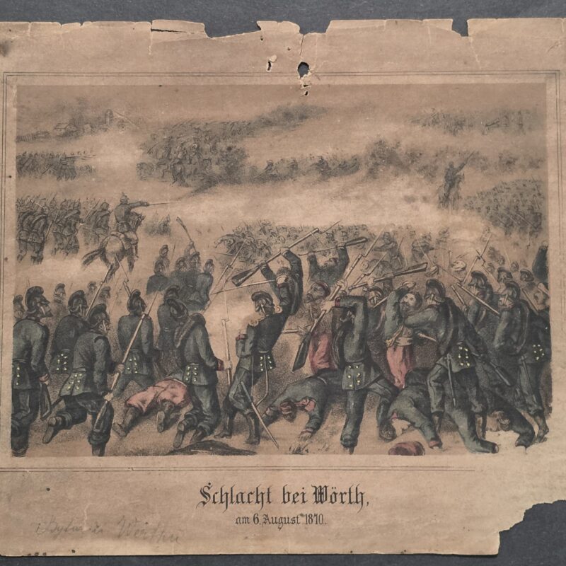 20260911_142917 Rare Antique Franco-Prussian War Battle of Wörth 1870 Hand-Colored German Military Print