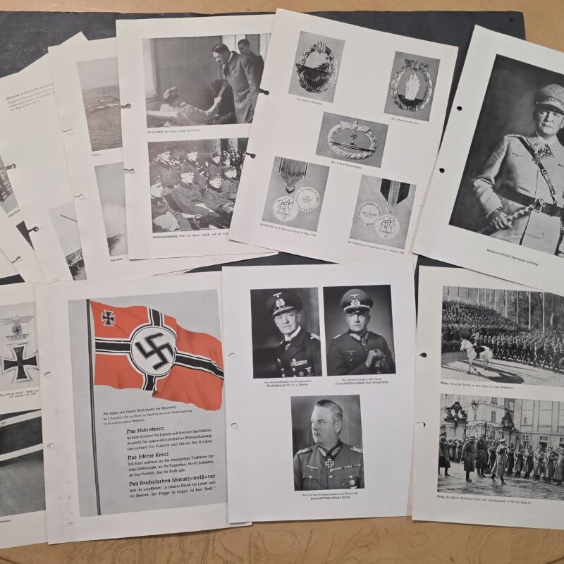 20260911_143254 Original WWII German 12-Page Illustrated Print Lot – Hitler, Göring, Wehrmacht, Kriegsmarine, Luftwaffe, Medals & Combat Photos