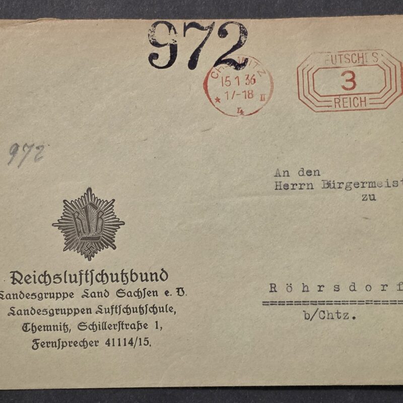 20260911_143709 1936 Nazi German Reichsluftschutzbund RLB Sachsen Luftschutzschule Chemnitz Cover Air Protection