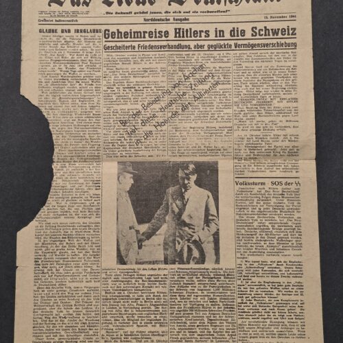20260911_143744 RARE! Original 1944 Das Neue Deutschland Anti-Nazi CIA Resistance Newspaper – Hitler Switzerland Secret Trip, SS Volkssturm