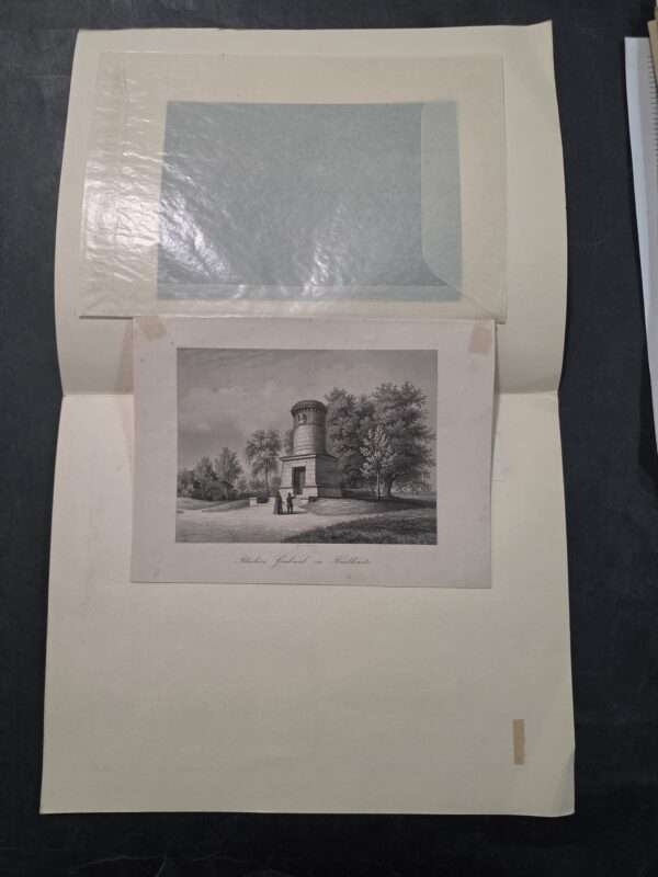 20260911_144056 Antique German Steel Engraving Prussian Field Marshal Blücher’s Tomb Krieblowitz Original Mounted Print