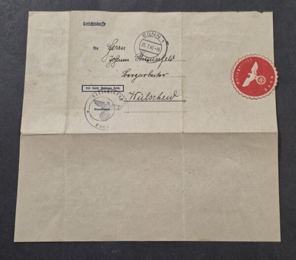20260912_131140 1943 Nazi German WW2 Third Reich Court Document w/ Swastika Eagle Tax Stamp Seal