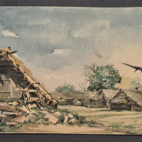 20260912_131220 WWII German Luftwaffe Plane Feldpost Art Postcard Soldier Drawing Fritz Brauner Aircraft