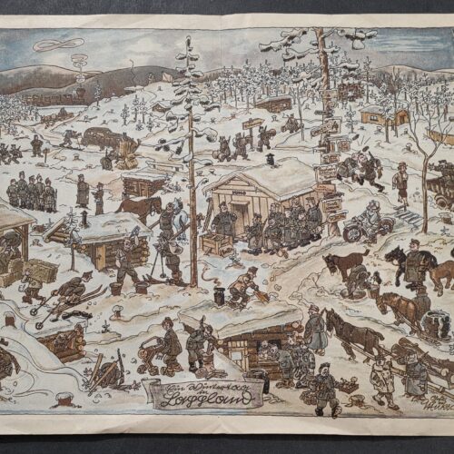 20260912_131401 Original WWII German Military Soldier Humor Cartoon Print Winter in Lappland 1942