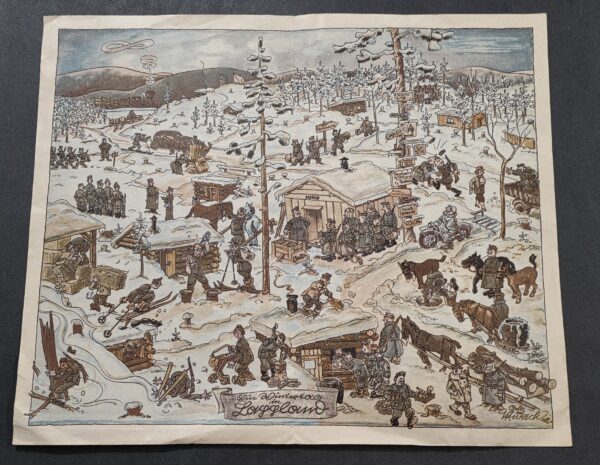 20260912_131401 Original WWII German Military Soldier Humor Cartoon Print Winter in Lappland 1942