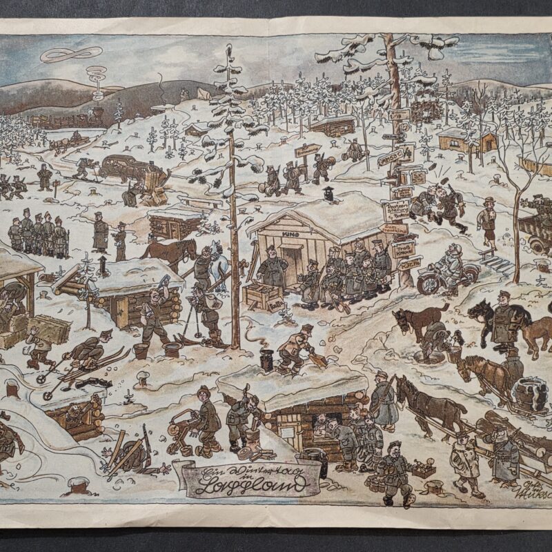 20260912_131401 Original WWII German Military Soldier Humor Cartoon Print Winter in Lappland 1942