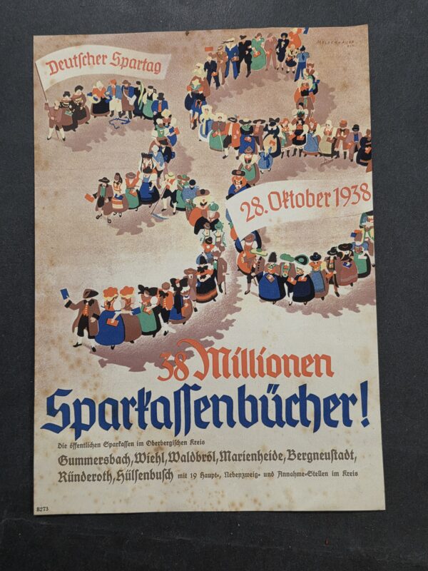 20260912_132236 1938 Third Reich Nazi German Savings Day Sparkasse 38 Million Savings Poster Sheet