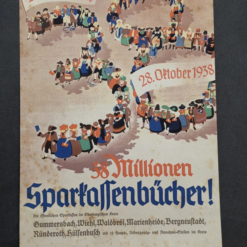 20260912_132236 1938 Third Reich Nazi German Savings Day Sparkasse 38 Million Savings Poster Sheet
