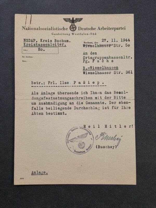 20260912_132510 WW2 Nazi German 1944 NSDAP Official Document Letter w Swastika Eagle