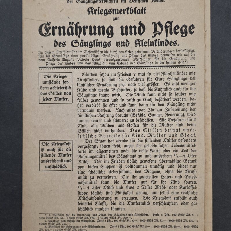 20260912_133033 WWI German Wartime Infant Child Care Nutrition Leaflet Kaiserin Auguste Victoria