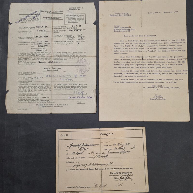OPERATION MARKET GARDEN! WWII German Missing soldier Document Group Netherlands Sept 17 1944 Letter & Allied Discharge Document