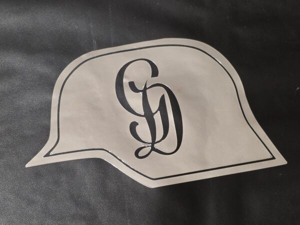 20260913_191231 SHINY CHROME SS GD Grossdeutschland Steel Helmet WW2 WWII German Vinyl decal Sticker