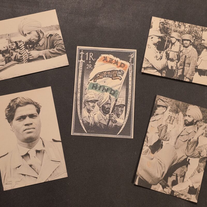 WW2 German AZAD HIND Indian Legion Steel helmet troops Machine Gunner postcard lot x 5