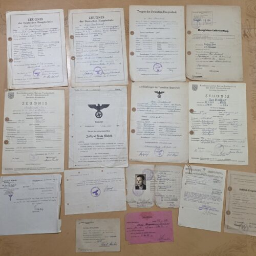 20260914_183442 WWII Nazi German Max Stockhorst Third Reich Document Grouping Litzmannstadt HJ Hitler Youth Document lot