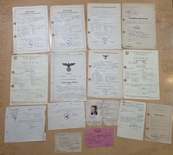 20260914_183442 WWII Nazi German Max Stockhorst Third Reich Document Grouping Litzmannstadt HJ Hitler Youth Document lot