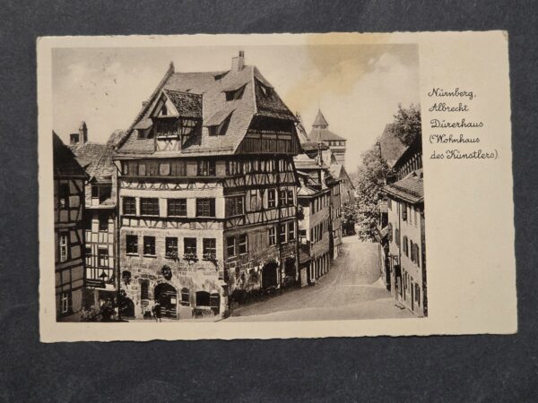 1930s Nazi German Third Reich Albrecht Dürer House Postcard –Reichsparteitag Nürnberg Cancel Mailed to Adolf Hitler Street