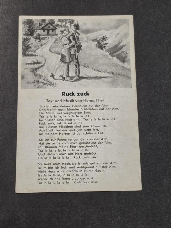 WWII German Sweethearts Wehrmacht Army Soldiers Military Song Postcard Ruck Zuck