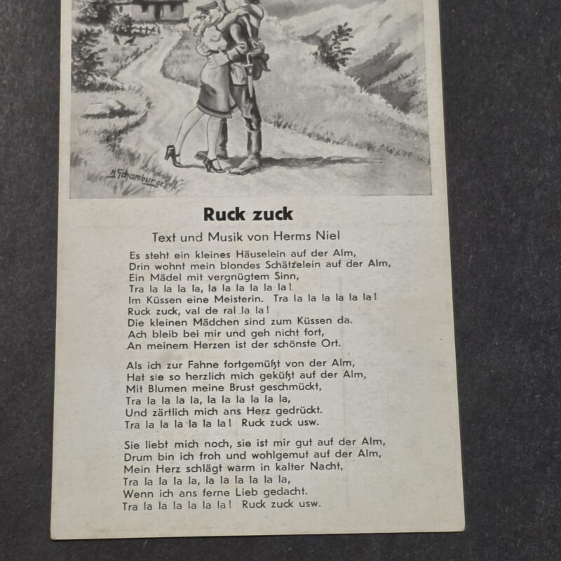 WWII German Sweethearts Wehrmacht Army Soldiers Military Song Postcard Ruck Zuck