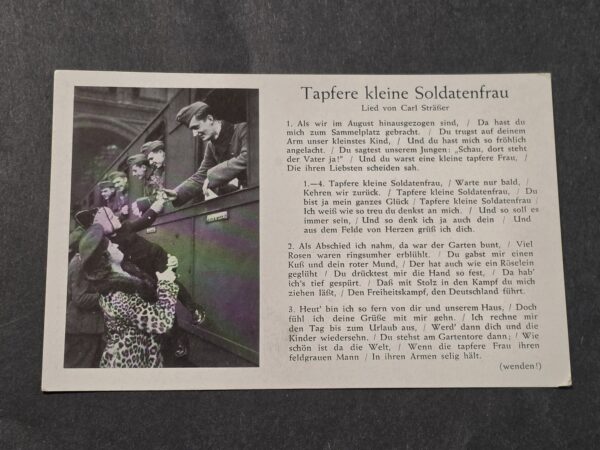 20260915_161244 WWII Nazi German Soldiers Sweetheart Song Train Card Postcard Brave Little Soldiers Wife