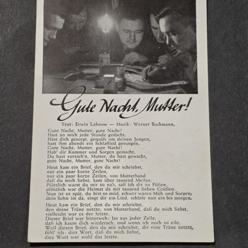 20260915_161302 WWII Nazi German Army Soldiers Military Song Card Postcard Good Night Mother!