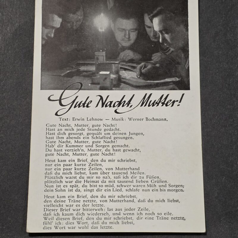 WWII Nazi German Army Soldiers Military Song Card Postcard Good Night Mother!