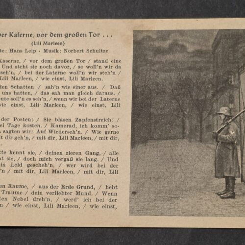 WWII Nazi German Army Steel Helmet Soldiers Military Song Card Postcard Lili Marleen